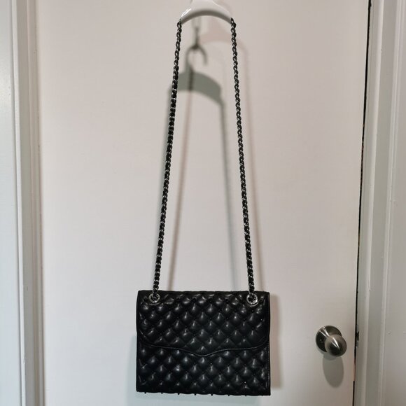 Black/Silver Quilted/Studded Crossbody/Shoulder Bag EUC #254 - Picture 2 of 16